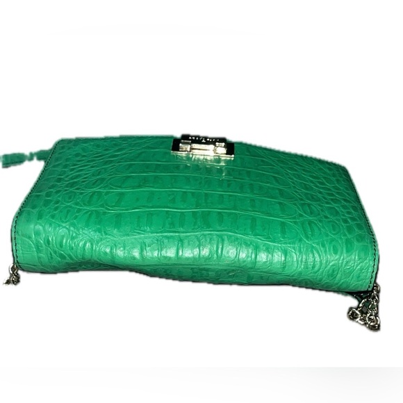 Kate Spade Orchard Valley Fiona Flap Green Leather Croc Embossed Crossbody Bag - Picture 8 of 11